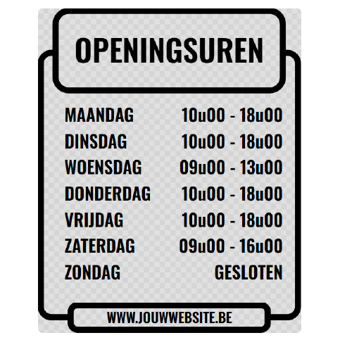 Openingsuren 2 – met een driedelig kader en afgeronde hoeken