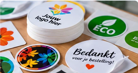 Voorbeelden van kleurrijke gedrukte stickers en ronde etiketten