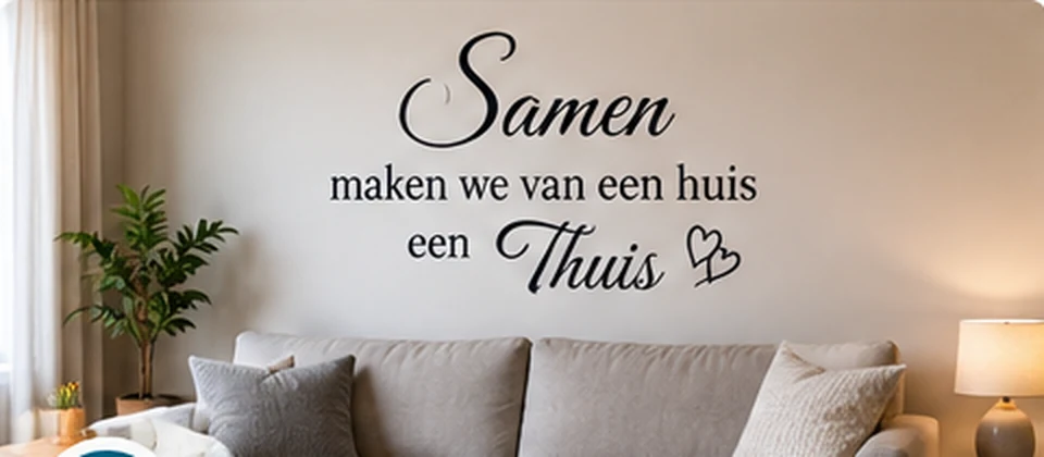 Muurbelettering op maat – voorbeeld met Nederlandse tekst